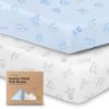 Picture of KeaBabies 2-Pack Organic Crib Sheets for Boys, Girls - Fitted Crib Mattress Sheet Neutral, Breathable Jersey Cotton Cover for Baby Bed, Toddler Mattress, Soft & Cute Prints (ABC Land Sky)