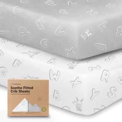 Picture of KeaBabies 2-Pack Organic Crib Sheets for Boys, Girls - 52x28 Fitted Crib Mattress Sheet Neutral, Breathable Jersey Cotton Cover for Baby Bed, Toddler Mattress, Soft & Cute Prints (ABC Land Cloud)