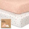 Picture of 2-Pack Crib Sheets for Boys, Girls - Viscose Derived from Bamboo Fitted Crib Sheet, Baby Crib Sheets Neutral, Crib Mattress Sheet, Toddler Bed Sheets, Baby Sheets for Crib Fitted Sheets (Butterflies)