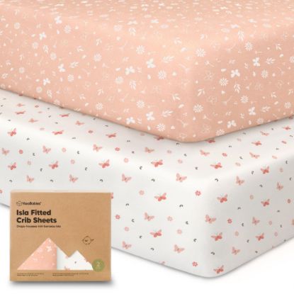 Picture of 2-Pack Crib Sheets for Boys, Girls - Viscose Derived from Bamboo Fitted Crib Sheet, Baby Crib Sheets Neutral, Crib Mattress Sheet, Toddler Bed Sheets, Baby Sheets for Crib Fitted Sheets (Butterflies)