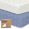 Picture of KeaBabies 2-Pack Organic Crib Sheets for Boys, Girls - Fitted Crib Mattress Sheet Neutral, Breathable Jersey Cotton Cover for Baby Bed, Toddler Mattress, Soft & Cute Prints (Marine Muse)