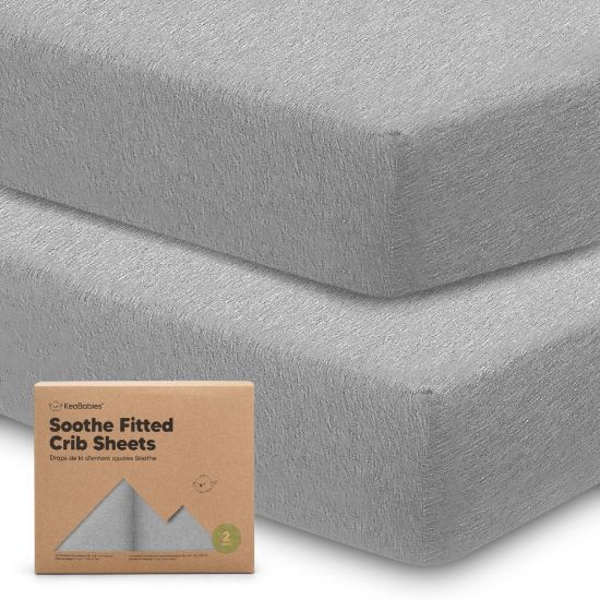 Picture of KeaBabies 2-Pack Organic Crib Sheets for Boys, Girls, Jersey Fitted Crib Sheet, Baby Crib Sheets Neutral, Cotton Breathable Crib Sheet, Cute Printed Crib Mattress Sheet, Baby Mattress Sheets (Storm)