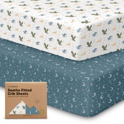 Picture of KeaBabies 2-Pack Organic Crib Sheets for Boys, Girls - Fitted Crib Mattress Sheet Neutral, Breathable Jersey Cotton Cover for Baby Bed, Toddler Mattress, Soft & Cute Prints (Dragon Tale)