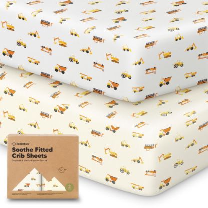 Picture of KeaBabies 2-Pack Organic Crib Sheets for Boys, Girls - Fitted Crib Mattress Sheet Neutral, Breathable Jersey Cotton Cover for Baby Bed, Toddler Mattress, Soft & Cute Prints (Construction)