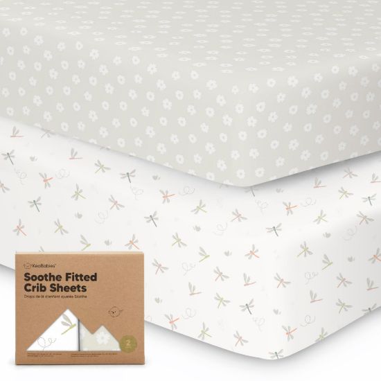 Picture of KeaBabies 2-Pack Organic Crib Sheets for Boys, Girls - Fitted Crib Mattress Sheet Neutral, Breathable Jersey Cotton Cover for Baby Bed, Toddler Mattress, Soft & Cute Prints (Meadow)