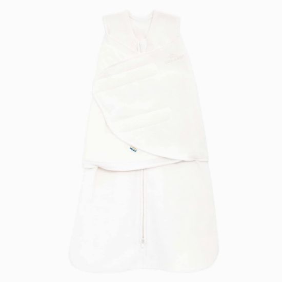 Picture of HALO Micro Fleece Sleepsack Swaddle, 3-Way Adjustable Wearable Blanket, TOG 3.0, Cream, Small, 3-6 Months