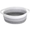 Picture of ABenkle Small Basket with Handles - Decorative Durable Rope Woven Storage Bin Shelf Storage Organizer Cube, Easter Baby Gift Basket, 12"x8"x5"