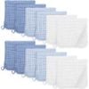 Picture of Unnivoll Muslin Burp Cloths for Baby 100% Cotton Burping Cloths for Boys Girls Large 20''X10'' Extra Soft and Absorbent 12 Pack - Gradient White Blue