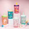 Picture of Zak Designs Kelso Toddler Cups For Travel or At Home, 15oz 2-Pack Durable Plastic Sippy Cups With Leak-Proof Design is Perfect For Kids (Fanciful Unicorn, Happy Skies)
