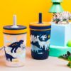 Picture of Zak Designs Kelso Toddler Cups For Travel or At Home, 15oz 2-Pack Durable Plastic Sippy Cups With Leak-Proof Design is Perfect For Kids (DinoRoar, Zaksaurus)