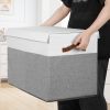 Picture of Large Toy Storage Box with Lid, Sturdy Toys Storage Chest Bin Organizer Basket with Dividers for Kids, Boys, Girls, Nursery, Closet, Bedroom, Playroom 25"x13" x16" (Grey and White)