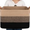 Picture of OIAHOMY Cotton Rope Basket, Rectangle Woven Baskets for Storage, Nursery Blanket Basket Living Room, Toy Basket With Handle, Baskets for Organizing-17.7”x13.8”x11”-Yellow Black