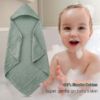 Picture of Spotted Play 2 Pack Hooded Baby Towels - 100% Muslin Cotton for Newborns, Infants, Toddlers - Large 32x32Inch Size - Highly Absorbent and Essential for Newborn Care, Green and Grey