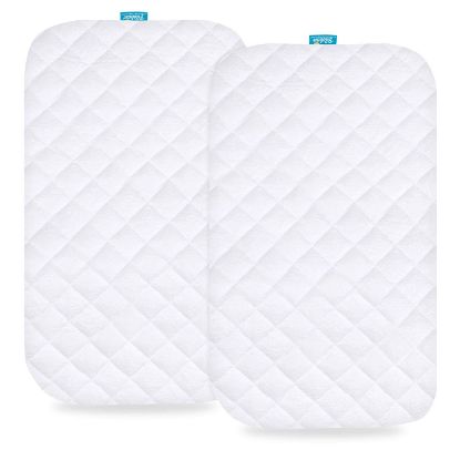 Picture of Waterproof Quilted Bassinet Mattress Pad Cover Compatible with Arm's Reach Clear-Vue, Cambria, Mini Ezee 2 in 1Co-Sleeper Bassinet 2 Pack, Ultra Soft Viscose Made from Bamboo Terry Surface