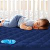 Picture of Crib Mattress Protector Sheets Fitted Waterproof Crib Mattress Pad Cover, Noiseless & Machine Wash 100% Absorbent Crib/Toddler Mattress Protector Sheet Quilted, Navy, 52" x 28"