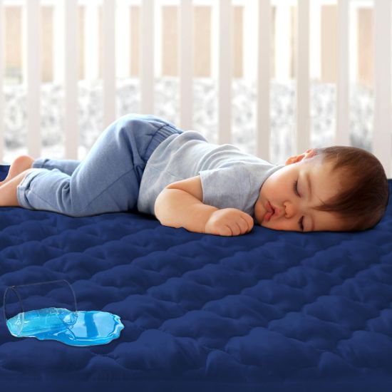 Picture of Crib Mattress Protector Sheets Fitted Waterproof Crib Mattress Pad Cover, Noiseless & Machine Wash 100% Absorbent Crib/Toddler Mattress Protector Sheet Quilted, Navy, 52" x 28"