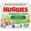 Picture of Huggies Natural Care Sensitive Baby Wipes, Unscented, Hypoallergenic, 99% Purified Water, 12 Flip-Top Packs (768 Wipes Total), Packaging May Vary