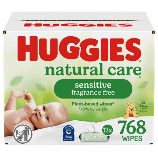 Picture of Huggies Natural Care Sensitive Baby Wipes, Unscented, Hypoallergenic, 99% Purified Water, 12 Flip-Top Packs (768 Wipes Total), Packaging May Vary