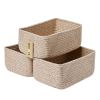 Picture of MiniArk Small Storage Baskets for Organizing | Closet Organizer Bins | Shelf Toy Basket | Woven Rope Baskets | Cube Decorative Box | Shallow Basket | 11.5x7.5x4.7” | 3 Packs Mixed Brown