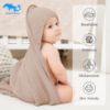 Picture of SWEET DOLPHIN Muslin Hooded Baby Bath Towels - 2 Pack 100% Cotton Towel for Babies, Infants, Toddlers - 32x32Inch - Highly Absorbent and Newborn Essential, Ivory and Brown