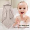 Picture of Spotted Play 2 Pack Hooded Baby Towels - 100% Muslin Cotton for Newborns, Infants, Toddlers - Large 32x32 Inch Size - Highly Absorbent and Essential for Newborn Care, Light Bean Paste