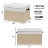 Picture of Large Toy Storage Box with Lid, Sturdy Toys Storage Chest Bin Organizer Basket with Dividers for Kids, Boys, Girls, Nursery, Closet, Bedroom, Playroom 25"x13" x16" (Beige and White)