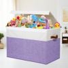 Picture of Large Toy Box with Lid, Sturdy Toy Storage Chest Bin Boxes Organizer Basket with Dividers for Toddlers, Kids, Boys, Girls, Nursery, Living Room, Bedroom, Playroom 25"x13" x16" (Purple and White)