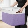 Picture of Large Toy Box with Lid, Sturdy Toy Storage Chest Bin Boxes Organizer Basket with Dividers for Toddlers, Kids, Boys, Girls, Nursery, Living Room, Bedroom, Playroom 25"x13" x16" (Purple and White)
