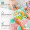 Picture of Re-Play Made in USA 7" Deep Walled Divided Plates for Kids, Set of 3 With 3 Lids - Reusable 3 Compartment Plates, Dishwasher and Microwave Safe - 7.37" x 7.37" x 1.25", Seashell
