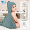 Picture of SWEET DOLPHIN Muslin Hooded Baby Bath Towels - 2 Pack 100% Cotton Towel for Babies, Infants, Toddlers - 32x32Inch - Highly Absorbent and Newborn Essential, Light Emerald