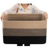 Picture of OIAHOMY Large Blanket Basket, 22”x17”x12” Rectangle Woven Baskets, Nursery Blanket Storage Living Room, Toy Storage With Handle, Large Baskets for Organizing-Yellow Black