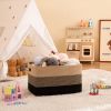 Picture of OIAHOMY Large Blanket Basket, 22”x17”x12” Rectangle Woven Baskets, Nursery Blanket Storage Living Room, Toy Storage With Handle, Large Baskets for Organizing-Yellow Black