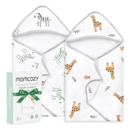Picture of Momcozy Best Wishes Baby Towel with Hooded-Original Design Baby Towel Set -Soft & Absorbent- Shower Gifts or Bath Essential for Infant, Newborn, Toddler