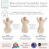 Picture of SwaddleDesigns Transitional Swaddle Sack, Arms Up Half-Length Sleeves & Mitten Cuffs, Swaddle for Newborn Transition to Baby Sleep Sack Wearable Blanket, Small, 0-3 Month, 6-14 lb, Heathered Oatmeal