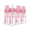 Picture of Dr. Brown's Natural Flow Anti-Colic Options+ Narrow Baby Bottle, 4 oz/120 mL, with Level 1 Slow Flow Nipple, Pink, 0m+, 4 Pack