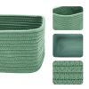 Picture of MiniArk Shelf Storage Baskets for Organizing | Closet Organizer Bins | Small Toy Basket | Woven Rope Baskets | Cube Decorative Box | Shallow Basket | 11.5x7.5x4.7” | 3 Packs Green