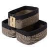Picture of MiniArk Shelf Storage Baskets for Organizing | Closet Organizer Bins | Small Toy Basket | Woven Rope Baskets | Cube Decorative Box | Shallow Basket | 11.5x7.5x4.7” | 3 Packs Black Brown
