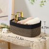 Picture of MiniArk Shelf Storage Baskets for Organizing | Closet Organizer Bins | Small Toy Basket | Woven Rope Baskets | Cube Decorative Box | Shallow Basket | 11.5x7.5x4.7” | 3 Packs Black Brown