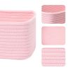 Picture of MiniArk Small Storage Baskets for Organizing | Closet Organizer Bins | Shelf Toy Basket | Woven Rope Baskets | Cube Decorative Box | Shallow Basket | 11.5x7.5x4.7” | 3 Packs Light Pink
