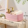 Picture of MiniArk Small Storage Baskets for Organizing | Closet Organizer Bins | Shelf Toy Basket | Woven Rope Baskets | Cube Decorative Box | Shallow Basket | 11.5x7.5x4.7” | 3 Packs Light Pink