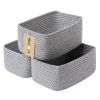 Picture of MiniArk Small Storage Baskets for Organizing | Closet Organizer Bins | Shelf Toy Basket | Woven Rope Baskets | Cube Decorative Box | Shallow Basket | 11.5x7.5x4.7” | 3 Packs Mixed Grey