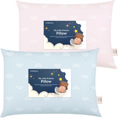 Picture of KeaBabies 2-Pack Toddler Pillow 13x18 - Soft Organic Cotton Kids Travel Bed Pillows for Sleeping, School, Nap, Machine Washable, Toddlers 2 to 5, Pillowcase Sold Separately (Pastel Rainbow)