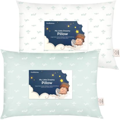 Picture of KeaBabies 2-Pack Toddler Pillow 13x18 - Soft Organic Cotton Kids Travel Bed Pillows for Sleeping, School, Nap, Machine Washable, Toddlers 2 to 5, Pillowcase Sold Separately (Planes)