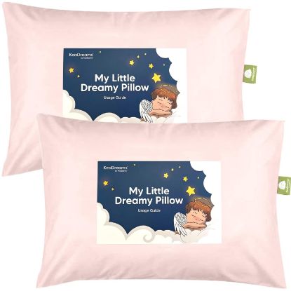 Picture of KeaBabies 2-Pack Toddler Pillow 13x18 - Soft Organic Cotton Kids Travel Bed Pillows for Sleeping, School, Nap, Machine Washable, Toddlers 2 to 5, Pillowcase Sold Separately (Mist Pink)