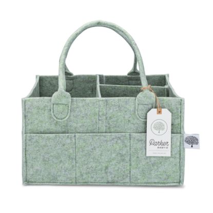 Picture of Parker Baby Diaper Caddy - Nursery Storage Bin and Car Organizer for Diapers and Baby Wipes - Sage Green, Regular