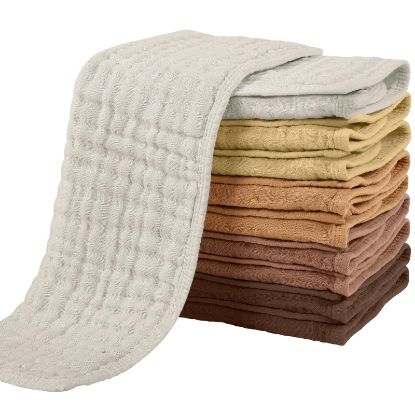 Picture of Yoofoss Muslin Burp Cloths for Baby 10 Pack 100% Cotton Baby Washcloths for Boys Girls Large 20''X10'' Super Soft and Absorbent Gradient Brown