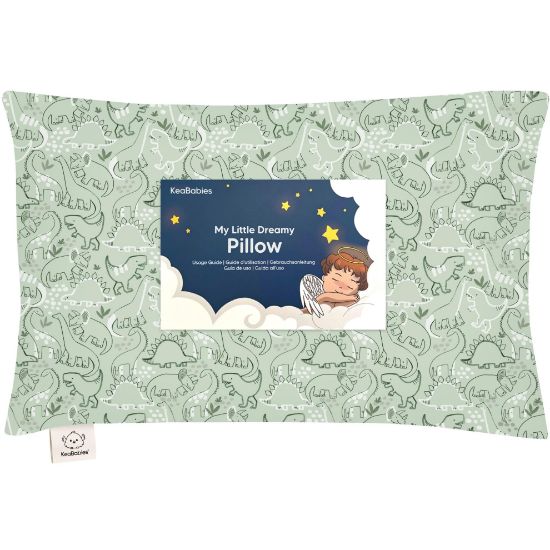 Picture of Toddler Pillow with Pillowcase - 13x18 My Little Dreamy Kids Travel Bed Pillows for Sleeping, Organic Cotton Small Pillowcase, Soft & Breathable, Machine Washable, Toddlers 2-5 Years Old (DinoDood)