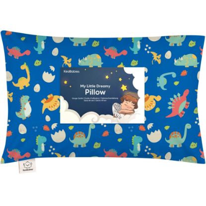 Picture of Toddler Pillow with Pillowcase - 13x18 My Little Dreamy Kids Travel Bed Pillows for Sleeping, Organic Cotton Small Pillowcase, Soft & Breathable, Machine Washable, Toddlers 2-5 Years Old (DinoWorld)