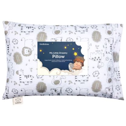 Picture of Toddler Pillow with Pillowcase - 13x18 My Little Dreamy Kids Travel Bed Pillows for Sleeping, Organic Cotton Small Pillowcase, Soft & Breathable, Machine Washable, Toddlers 2-5 Years Old (KeaSafari)