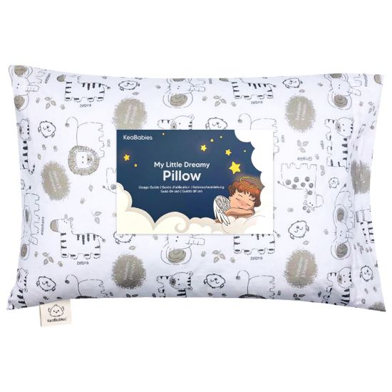 Picture of Toddler Pillow with Pillowcase - 13x18 My Little Dreamy Kids Travel Bed Pillows for Sleeping, Organic Cotton Small Pillowcase, Soft & Breathable, Machine Washable, Toddlers 2-5 Years Old (KeaSafari)